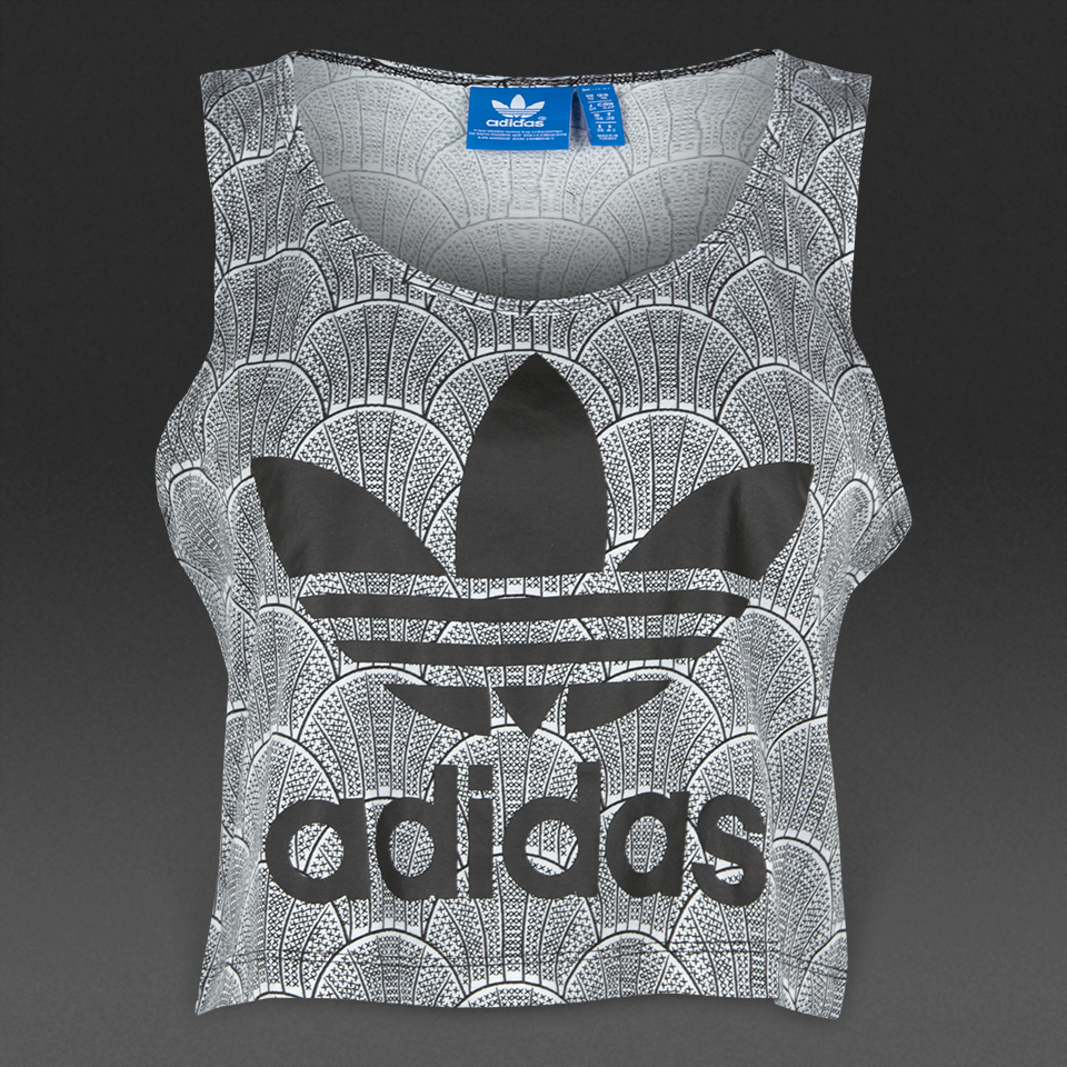 Adidas Originals Shell Tile Cropped Logo Tank White for Women